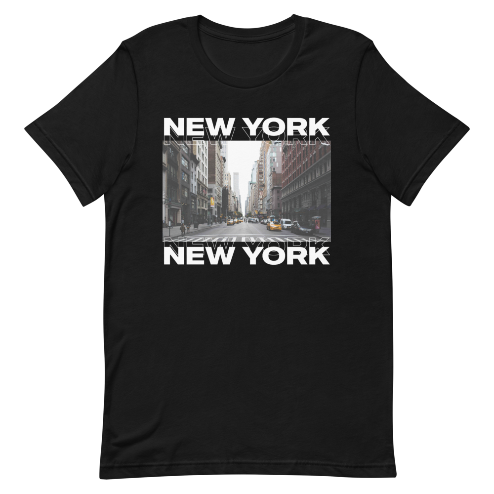 XS New York Front Unisex Black T-Shirt by Design Express