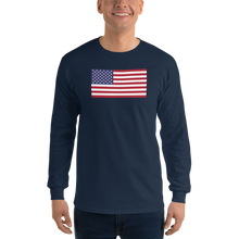 Navy / S United States Flag "Solo" Long Sleeve T-Shirt by Design Express