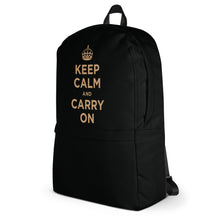 Keep Calm And Carry On (Black Gold) Backpack by Design Express