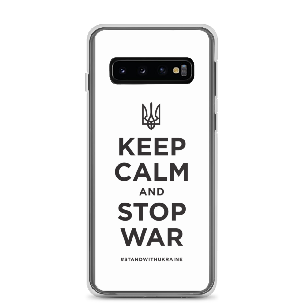 Samsung Galaxy S10 Keep Calm and Stop War (Support Ukraine) Black Print Samsung Case by Design Express