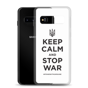 Keep Calm and Stop War (Support Ukraine) Black Print Samsung Case by Design Express