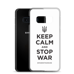 Keep Calm and Stop War (Support Ukraine) Black Print Samsung Case by Design Express