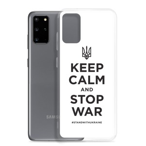 Keep Calm and Stop War (Support Ukraine) Black Print Samsung Case by Design Express