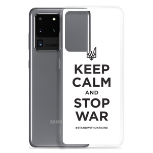 Keep Calm and Stop War (Support Ukraine) Black Print Samsung Case by Design Express