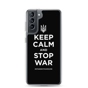 Samsung Galaxy S21 Keep Calm and Stop War (Support Ukraine) White Print Samsung Case by Design Express