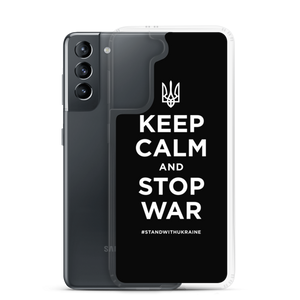 Keep Calm and Stop War (Support Ukraine) White Print Samsung Case by Design Express