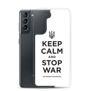 Keep Calm and Stop War (Support Ukraine) Black Print Samsung Case by Design Express