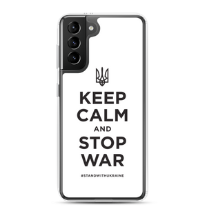 Samsung Galaxy S21 Plus Keep Calm and Stop War (Support Ukraine) Black Print Samsung Case by Design Express