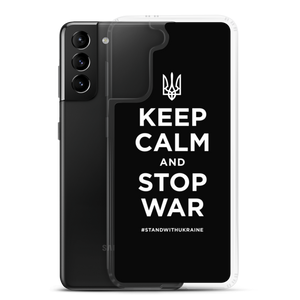 Keep Calm and Stop War (Support Ukraine) White Print Samsung Case by Design Express