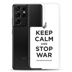 Keep Calm and Stop War (Support Ukraine) Black Print Samsung Case by Design Express