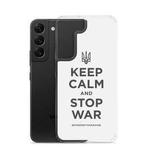 Keep Calm and Stop War (Support Ukraine) Black Print Samsung Case by Design Express