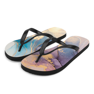 S Soft Marble Liquid ink Art Full Print Flip-Flops by Design Express