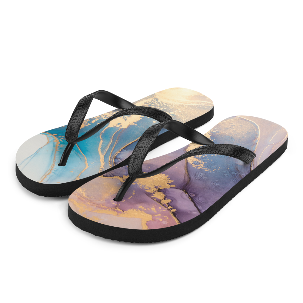 S Soft Marble Liquid ink Art Full Print Flip-Flops by Design Express