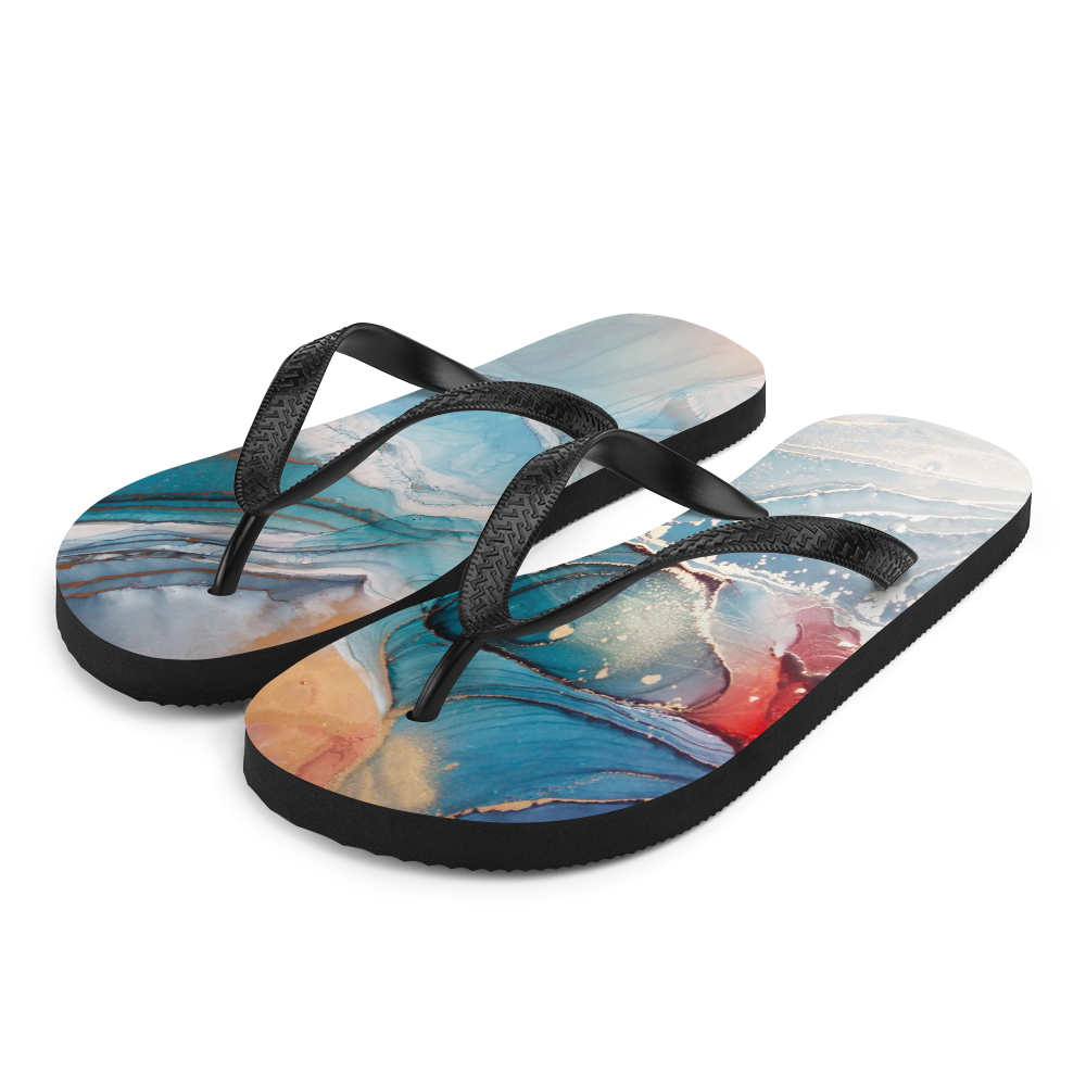 S Colorful Marble Liquid ink Art Full Print Flip-Flops by Design Express