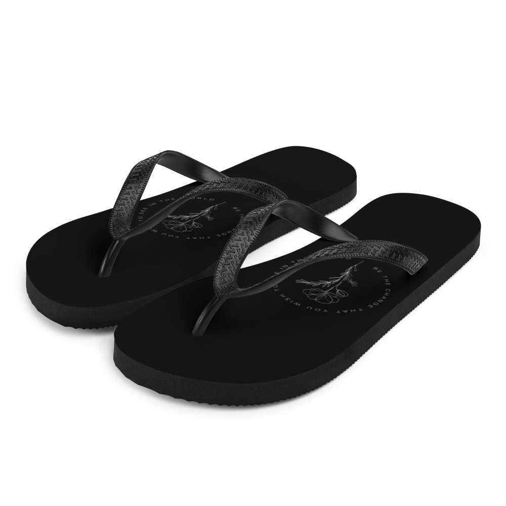 S Be the change that you wish to see in the world Black Flip-Flops by Design Express