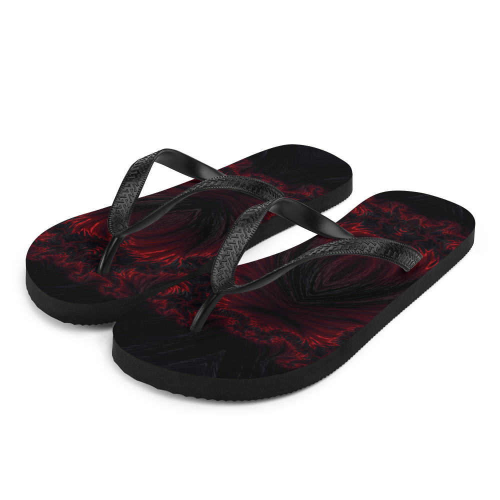 S Black Red Fractal Art Flip-Flops by Design Express