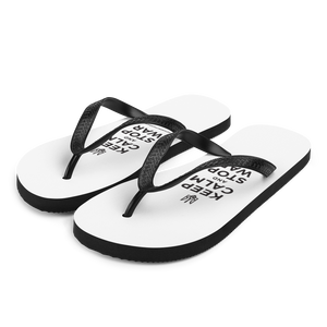 S Keep Calm and Stop War (Support Ukraine) Black Print Flip Flops by Design Express