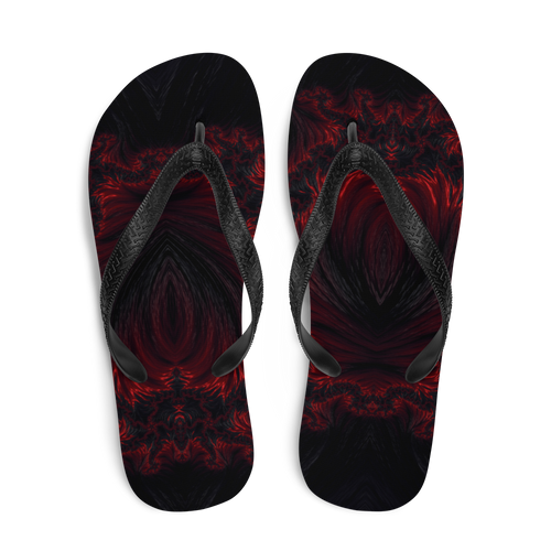 Black Red Fractal Art Flip-Flops by Design Express