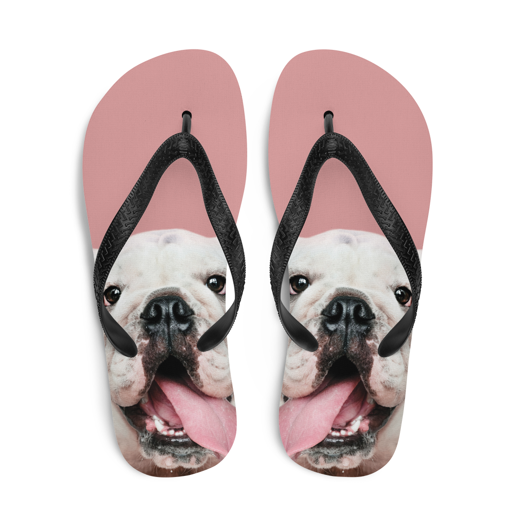 Cute White Bulldog Flip-Flops