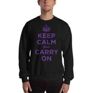 Black / S Keep Calm and Carry On "Purple" Unisex Sweatshirt by Design Express