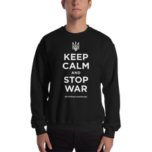 Black / S Keep Calm and Stop War (Support Ukraine) White Print Unisex Sweatshirt by Design Express