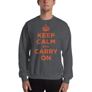 Dark Heather / S Keep Calm and Carry On "Orange" Unisex Sweatshirt by Design Express