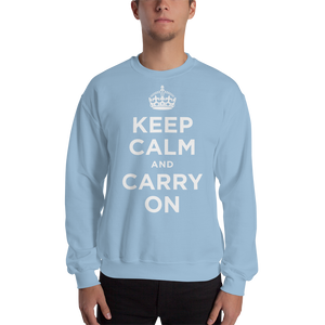 Light Blue / S Keep Calm and Carry On "White" Unisex Sweatshirt by Design Express