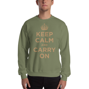 Military Green / S Keep Calm and Carry On "Gold" Unisex Sweatshirt by Design Express