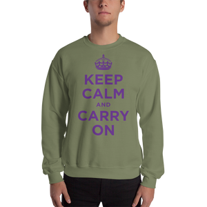 Military Green / S Keep Calm and Carry On "Purple" Unisex Sweatshirt by Design Express