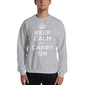 Sport Grey / S Keep Calm and Carry On "White" Unisex Sweatshirt by Design Express