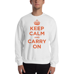 White / S Keep Calm and Carry On "Orange" Unisex Sweatshirt by Design Express