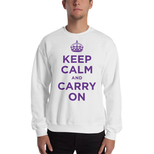 White / S Keep Calm and Carry On "Purple" Unisex Sweatshirt by Design Express