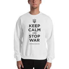 White / S Keep Calm and Stop War (Support Ukraine) Black Print Unisex Sweatshirt by Design Express