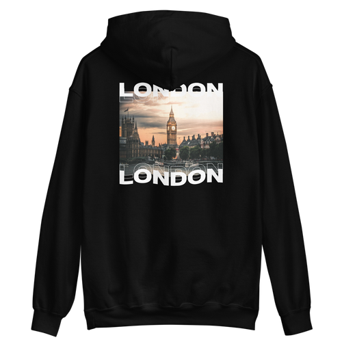 S London Back Unisex Black Hoodie by Design Express