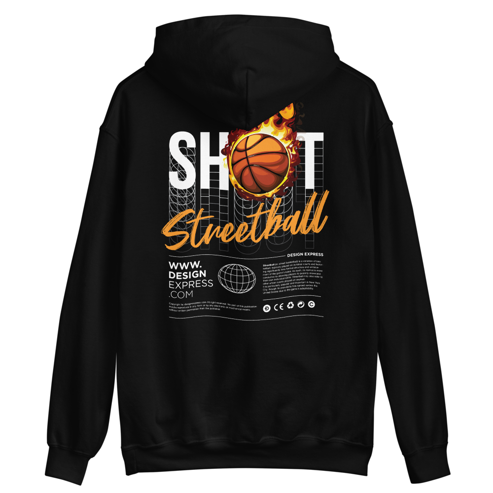 Black / S Shoot Streetball Back Unisex Hoodie by Design Express