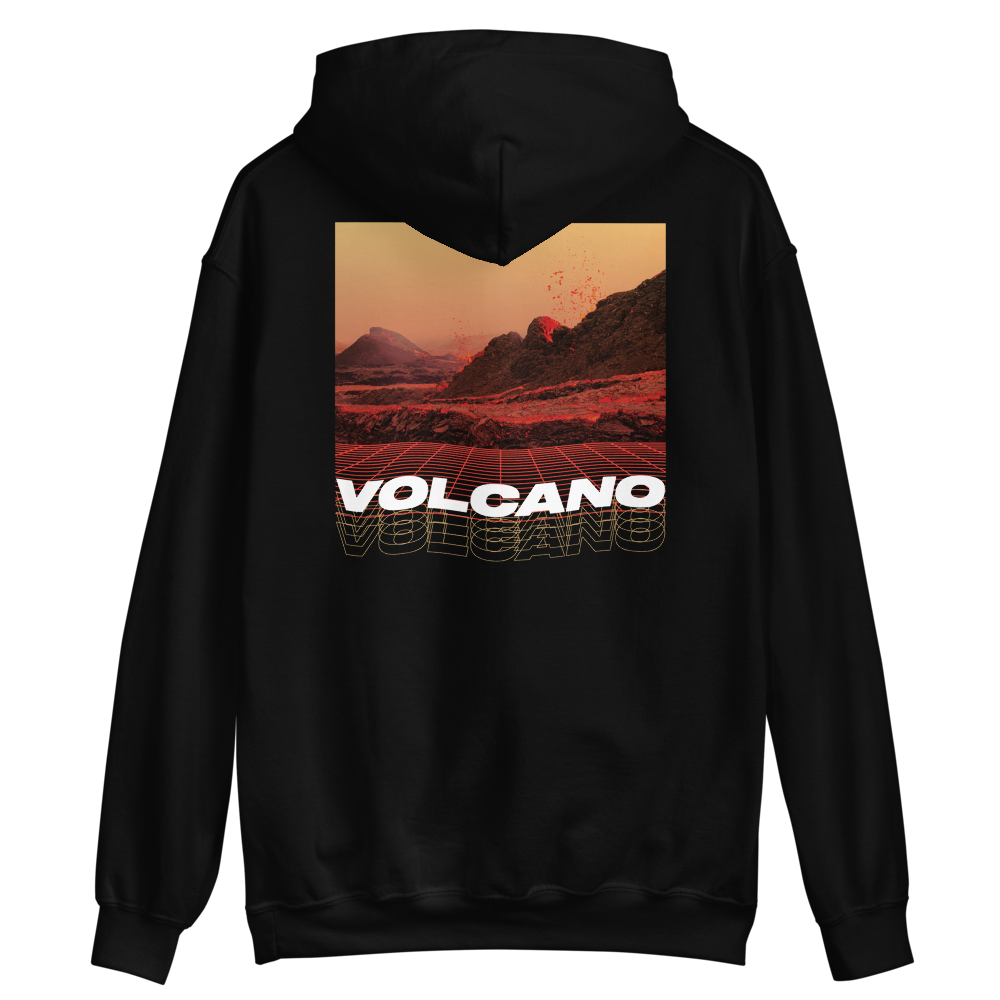 Black / S Volcano Back Unisex Hoodie by Design Express