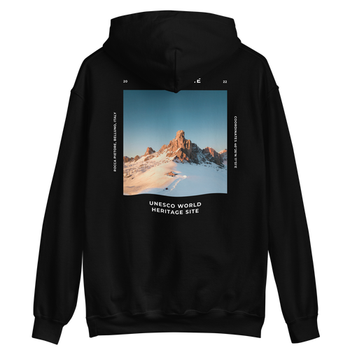 Black / S Dolomites Italy Unisex Hoodie Back by Design Express