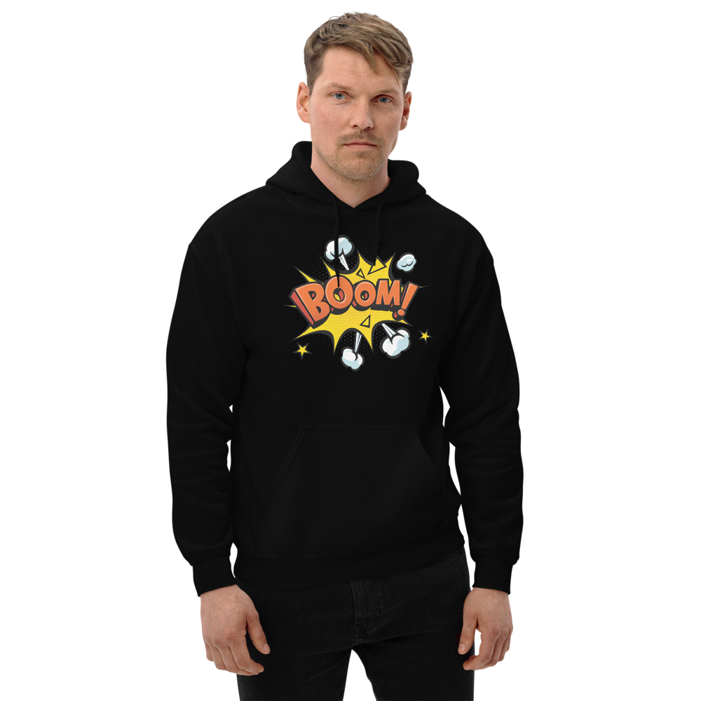 Black / S Boom Pop Art Unisex Hoodie by Design Express