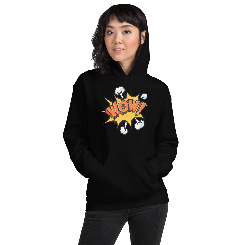 Black / S Wow Pop Art Unisex Hoodie by Design Express