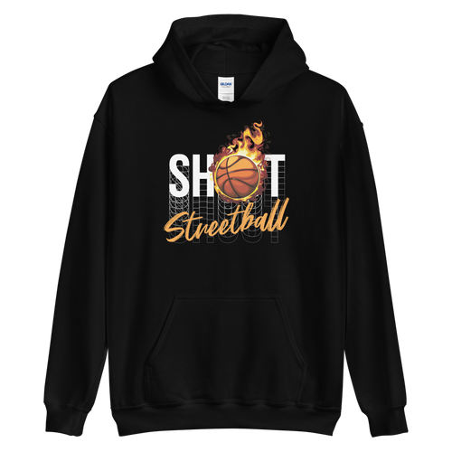 Black / S Shoot Streetball Front Unisex Hoodie by Design Express