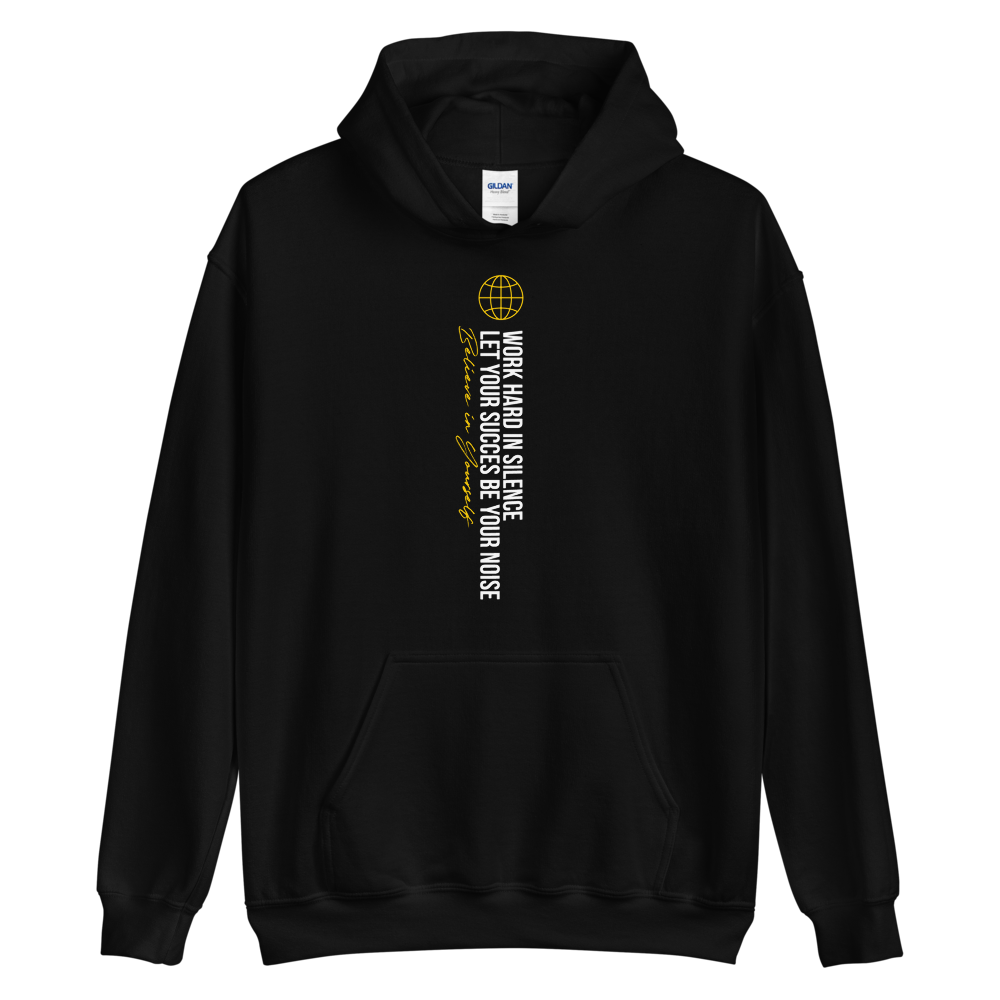 Black / S Work hard in silence Unisex Hoodie by Design Express