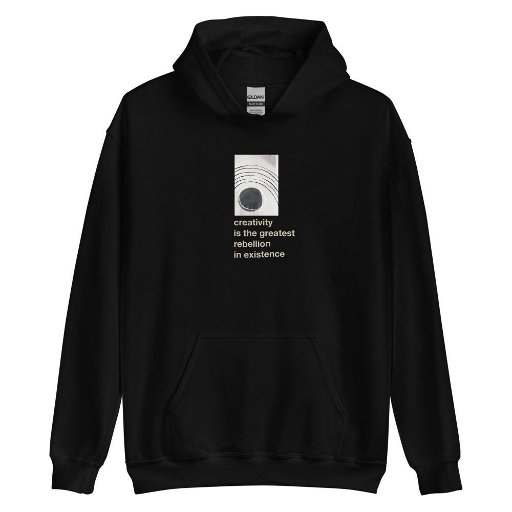 Black / S Creativity is the greatest rebellion in existence Unisex Hoodie by Design Express