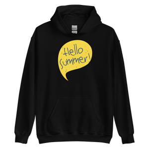 Black / S Hello Summer Yellow Unisex Hoodie by Design Express