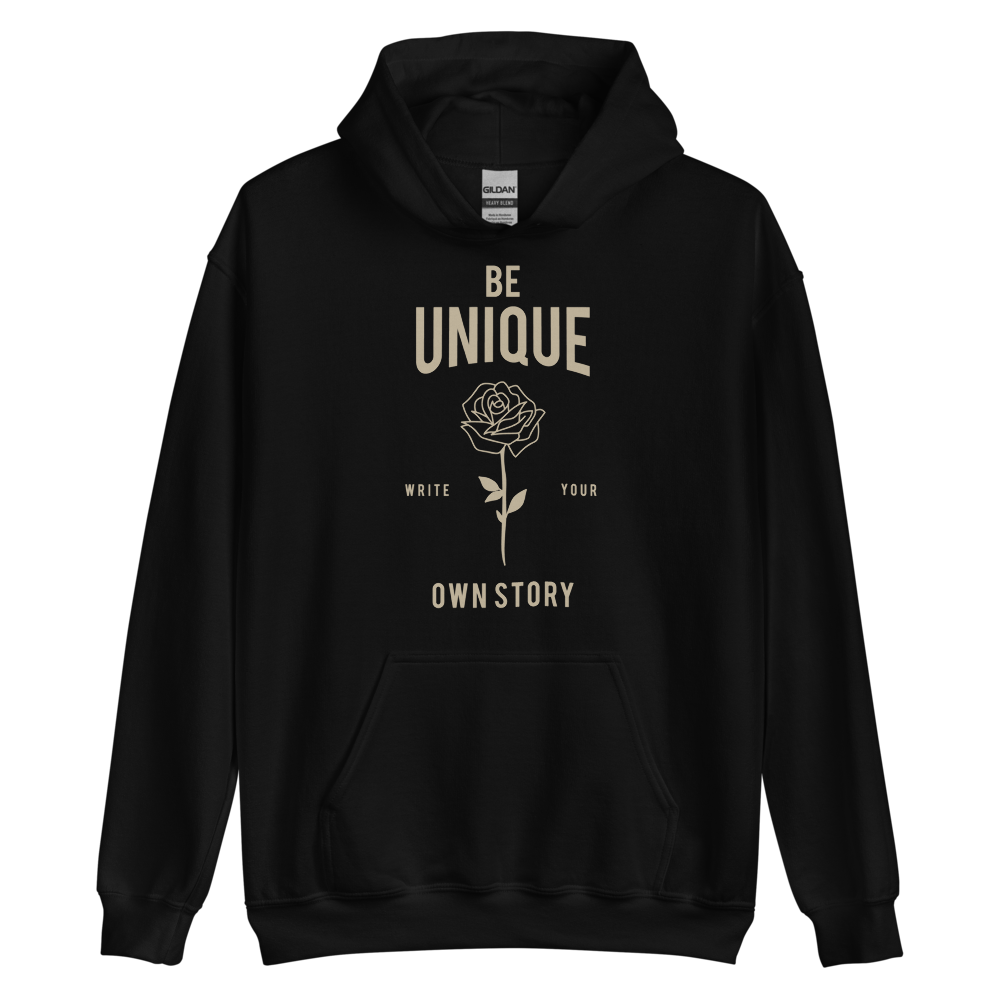 Black / S Be Unique, Write Your Own Story Unisex Hoodie by Design Express