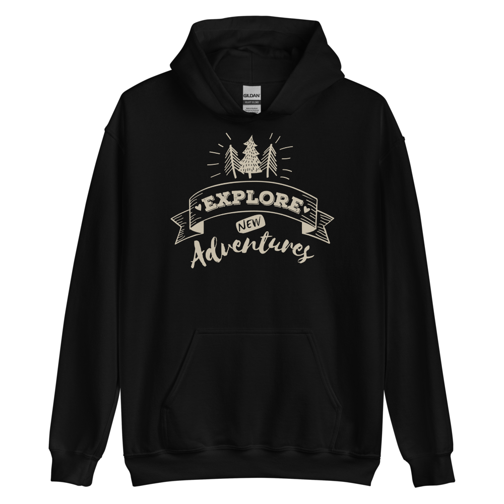 Black / S Explore New Adventures Unisex Hoodie by Design Express