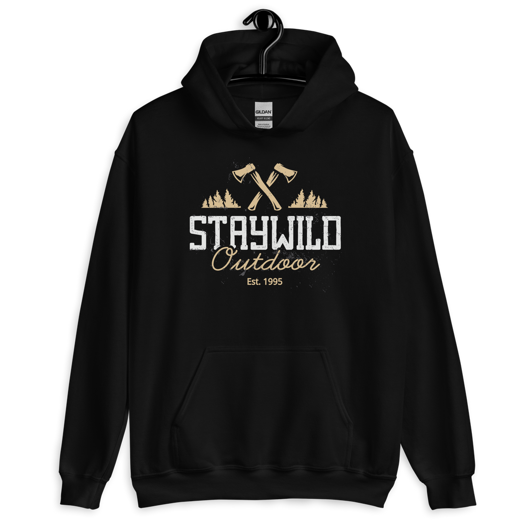 Black / S Stay Wild Outdoor Unisex Hoodie by Design Express