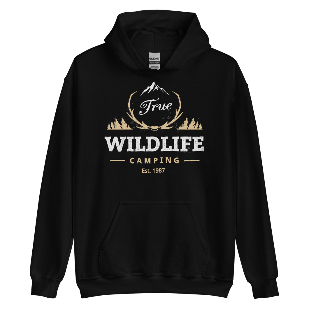 Black / S True Wildlife Camping Unisex Hoodie by Design Express