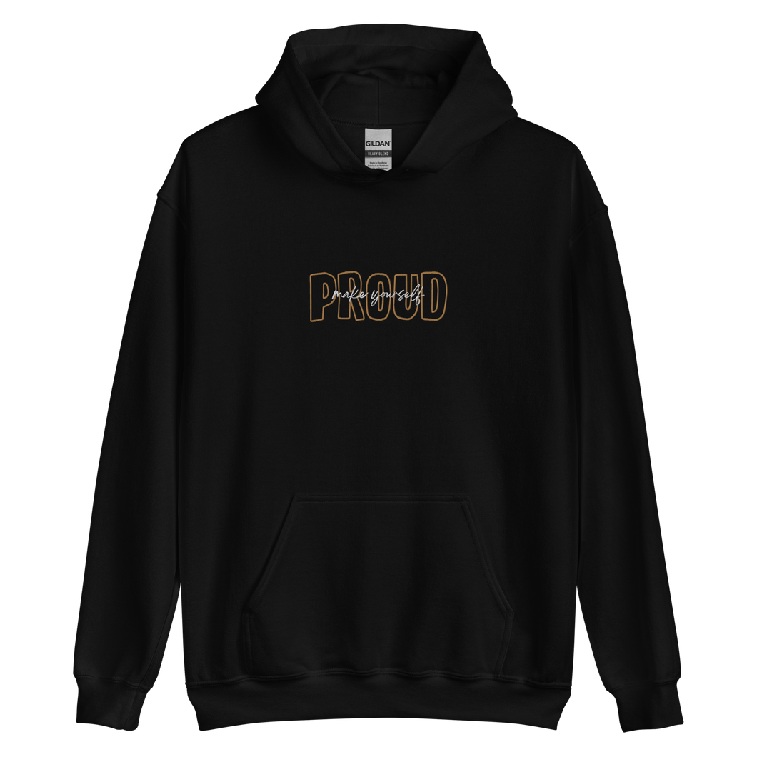 Black / S Make Yourself Proud Embroidery Unisex Hoodie by Design Express