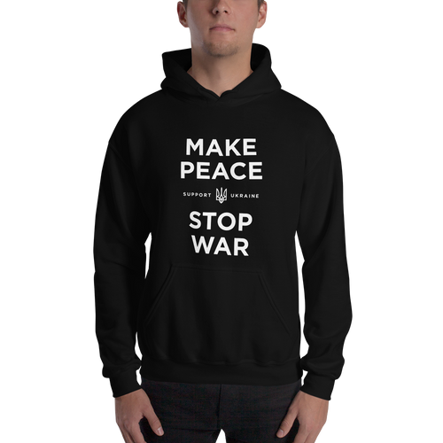 Black / S Make Peace Stop War (Support Ukraine) Unisex Black Hoodie by Design Express