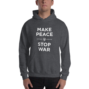 Dark Heather / S Make Peace Stop War (Support Ukraine) Unisex Black Hoodie by Design Express